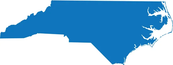 Niebieski Cmyk Kolor Szczegółowa Płaska Mapa Kraju Związkowego Północny Carolina — Wektor stockowy