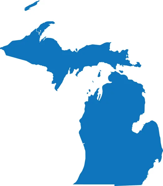 Blue Cmyk Cor Mapa Plano Detalhado Estado Federal Michigan Estados — Vetor de Stock