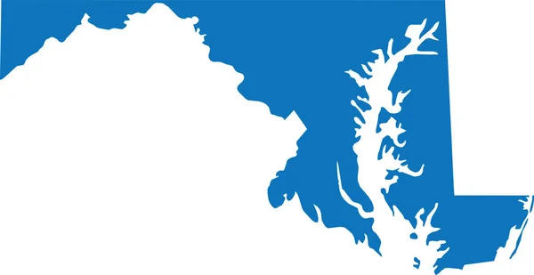 Blu Cmyk Colore Dettagliata Mappa Piana Dello Stato Federale Maryland — Vettoriale Stock