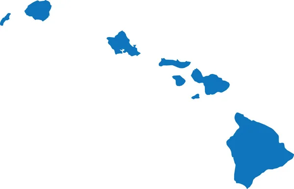 Blu Cmyk Colore Dettagliata Mappa Piana Dello Stato Federale Hawaii — Vettoriale Stock