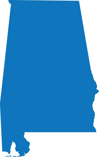 Blue Cmyk Mapa Plano Detallado Del Estado Federal Alabama Estados — Vector de stock
