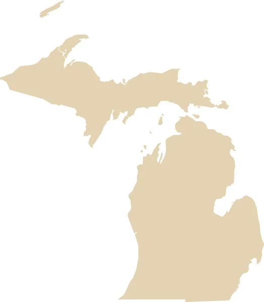 Beige Cmyk Cor Mapa Plano Detalhado Estado Federal Michigan Estados — Vetor de Stock