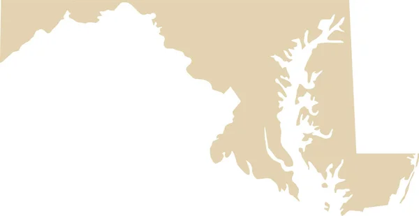 Beige Cmykカラー透明背景にアメリカのメリーランド州の連邦州の詳細なフラットマップ — ストックベクタ