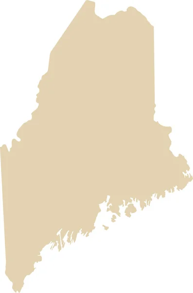 Beige Cmyk Color Mapa Plano Detallado Del Estado Federal Maine — Vector de stock