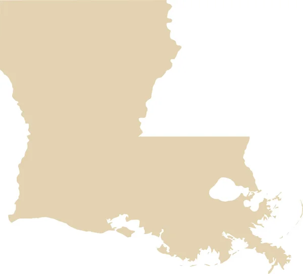 Beige Cmyk Mapa Plano Detallado Del Estado Federal Louisiana Estados — Vector de stock