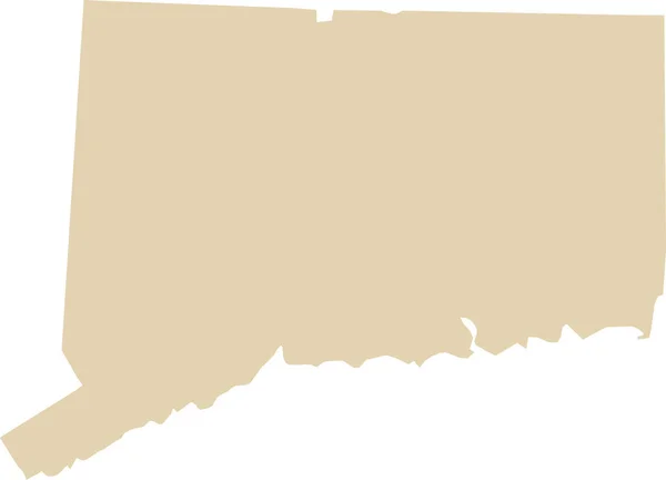 Beige Cmyk Mapa Plano Detallado Color Del Estado Federal Connecticut — Archivo Imágenes Vectoriales
