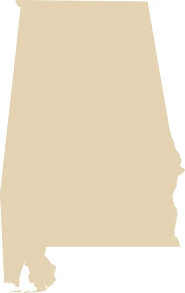 Beige Cmyk Color Mapa Plano Detallado Del Estado Federal Alabama — Vector de stock