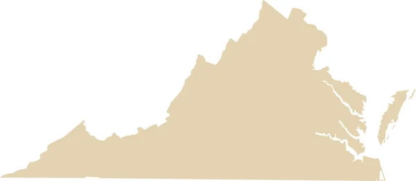 Beige Cmykカラー透明背景にアメリカのバージニア州の詳細なフラットマップ — ストックベクタ