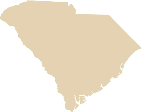 Beige Cmyk Mapa Plano Detallado Del Estado Federal Sur Carolina — Archivo Imágenes Vectoriales