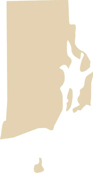 Beige Cmjn Couleur Carte Plate Détaillée État Fédéral Île Rhode — Image vectorielle