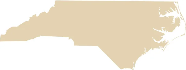 Beige Cmyk Kolor Szczegółowa Płaska Mapa Kraju Związkowego Północ Carolina — Wektor stockowy
