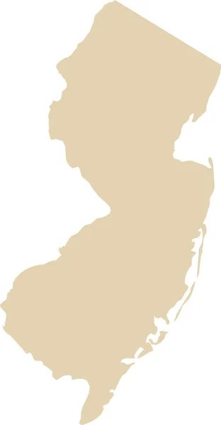 Beige Cmykカラー透明背景にアメリカのニュージャージー州の連邦州の詳細なフラットマップ — ストックベクタ