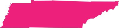 PINK CMYK rengi, şeffaf arkaplan üzerine ABD Birleşik Devletleri TENNESSEE federal devletinin ayrıntılı düz haritası