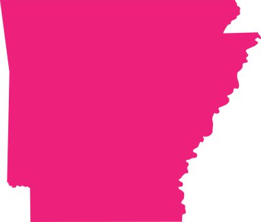 PINK CMYK rengi, şeffaf arka planda ABD Birleşik Devletleri, ARKANSAS federal devletinin ayrıntılı düz haritası