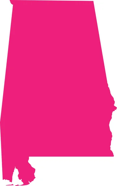 Pink Cmyk Color Mapa Plano Detallado Del Estado Federal Alabama — Vector de stock
