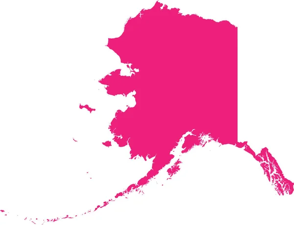 Pink Cmyk Colore Dettagliata Mappa Piana Dello Stato Federale Alaska — Vettoriale Stock