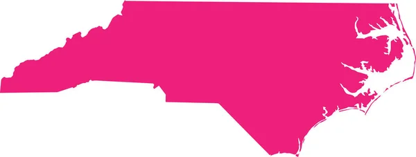 Pink Cmyk Цветная Подробная Плоская Карта Федерального Штата Северная Каролина — стоковый вектор