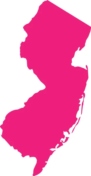 Pink Cmyk Cor Mapa Plano Detalhado Estado Federal New Jersey —  Vetores de Stock