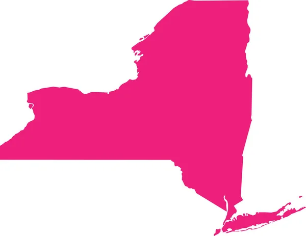 Pink Cmyk Color Detailed Flat Map Federal State New York — стоковый вектор