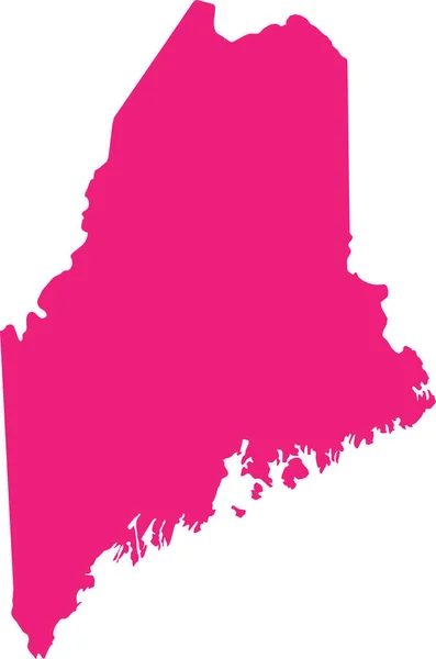 Pink Cmjn Couleur Carte Plate Détaillée État Fédéral Maine États — Image vectorielle