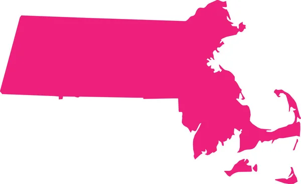 Pink Cmyk Barva Detailní Plochá Mapa Federálního Státu Massachusetts Spojené — Stockový vektor