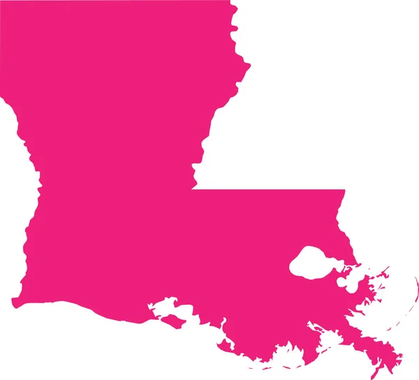Pink Cmyk Color Mapa Plano Detallado Del Estado Federal Louisiana — Vector de stock