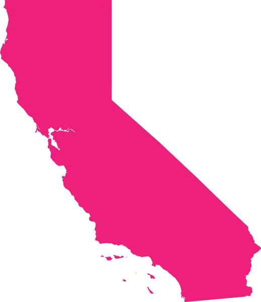 stock vector PINK CMYK color detailed flat map of the federal state of CALIFORNIA, UNITED STATES OF AMERICA on transparent background