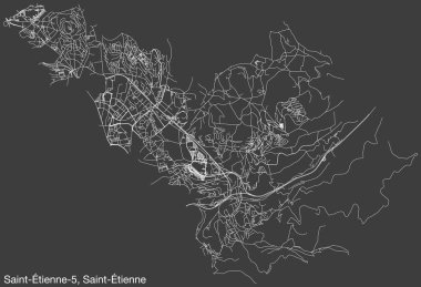 Fransa 'nın SaINT-TIENNE kentinin SAINT-TIENNE kentinin elle çizilmiş yol haritası ve sağlam arka plan üzerinde isim etiketi