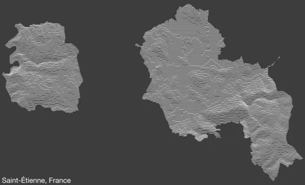 Топографическая Рельефная Карта Города Saint Tienne Франция Твердыми Контурными Линиями — стоковый вектор