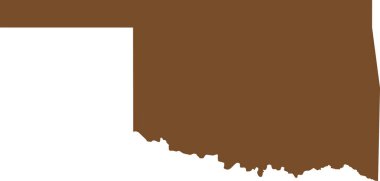 BROWN CMYK rengi OKLAHOMA federal devletinin düz haritası, Amerika Birleşik Devletleri şeffaf arka plan