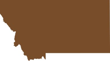 BROWN CMYK rengi, saydam arkaplan üzerinde Birleşik Amerika devletleri, MontANA federal eyaletinin ayrıntılı düz haritası