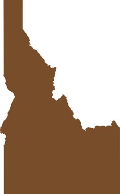 BROWN CMYK rengi Federal IDAHO eyaletinin düz haritası, Amerika Birleşik Devletleri şeffaf arkaplan üzerinde