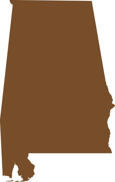 Brown Cmyk Color Mapa Plano Detallado Del Estado Federal Alabama — Vector de stock