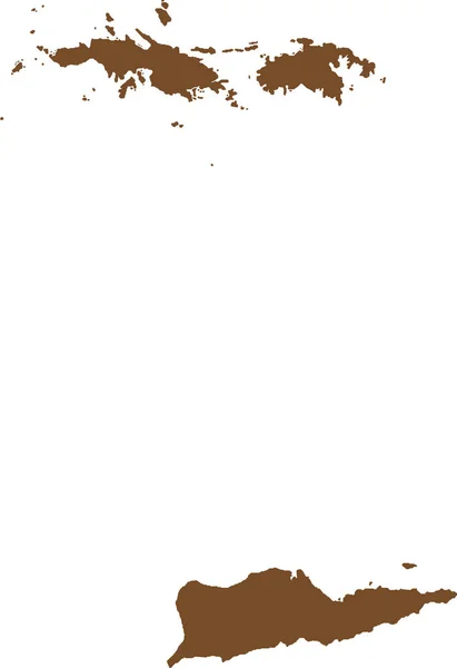 Brown Cmyk Колір Деталізована Плоска Карта Федеральної Території Сша Virgin — стоковий вектор