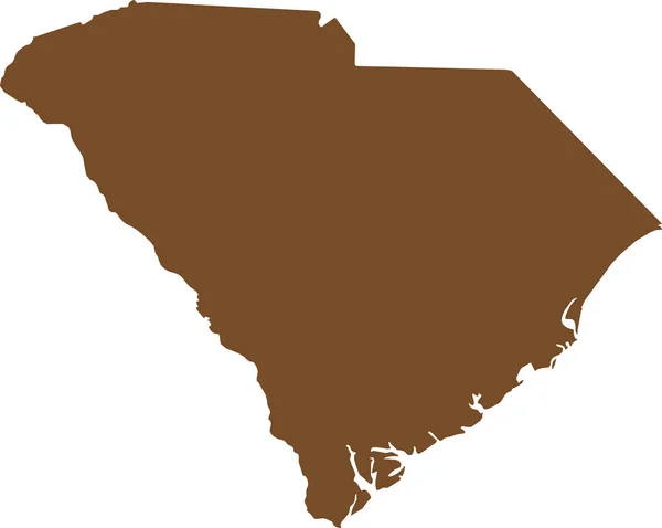 Marrón Cmyk Color Plano Detallado Mapa Del Estado Federal Carolina — Vector de stock