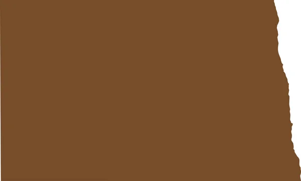 Brown Cmjn Couleur Carte Plate Détaillée État Fédéral North Dakota — Image vectorielle