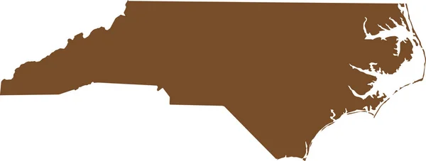 Brown Cmyk Színes Részletes Lapos Térkép Szövetségi Állam North Carolina — Stock Vector