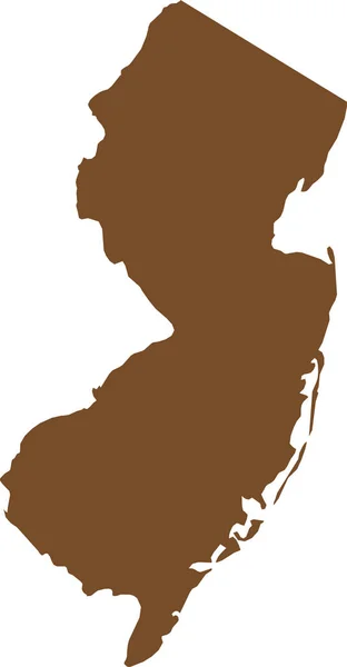 Brown Cmyk Cor Mapa Plano Detalhado Estado Federal New Jersey — Vetor de Stock