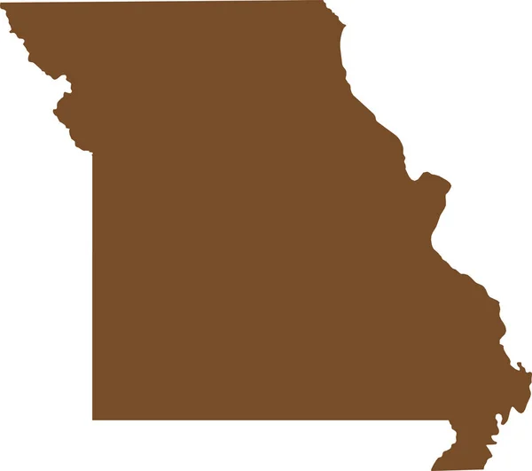 Brown Cmyk Color Mapa Plano Detallado Del Estado Federal Missouri — Vector de stock