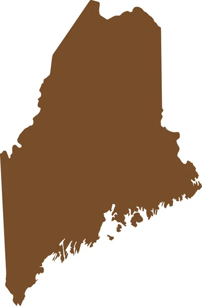 Brown Cmjn Couleur Carte Plate Détaillée État Fédéral Maine États — Image vectorielle