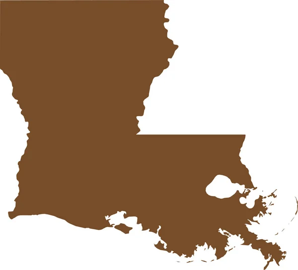 Brown Cmyk Színes Részletes Lapos Térkép Szövetségi Állam Louisiana Egyesült — Stock Vector