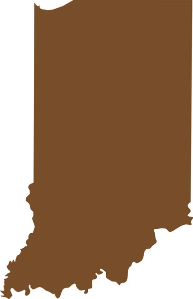 Brown Cmyk Color Mapa Plano Detallado Del Estado Federal Indiana — Vector de stock