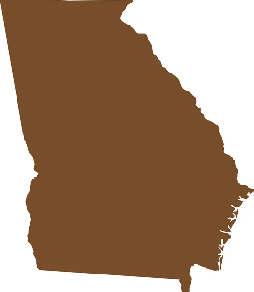 Brown Cmyk Kleur Gedetailleerde Platte Kaart Van Federale Staat Georgia — Stockvector