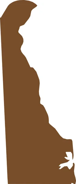 Brown Cmyk Cor Mapa Plano Detalhado Estado Federal Delaware Estados —  Vetores de Stock