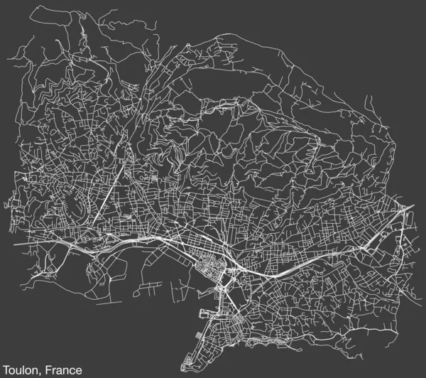 Detalhado Mapa Estradas Rua Urbana Desenhado Mão Cidade Francesa Toulon — Vetor de Stock
