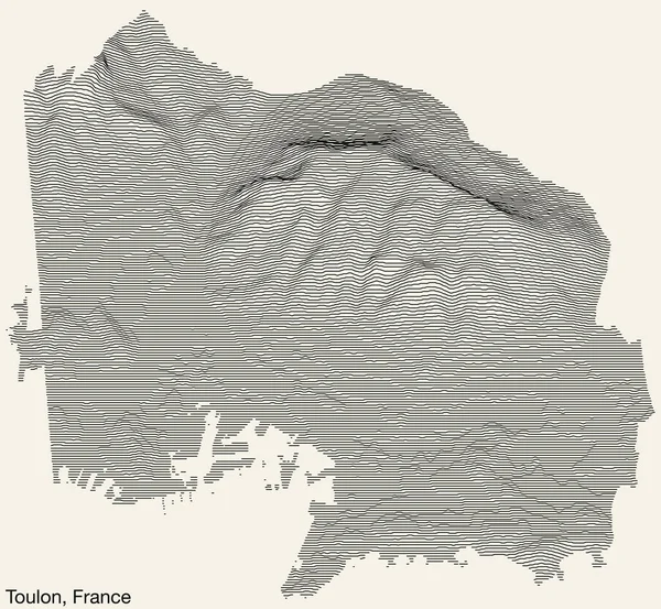 Topografická Reliéfní Mapa Města Toulon Francie Pevnými Obrysovými Liniemi Jmenovkou — Stockový vektor