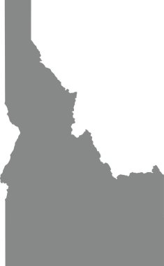 Gri CMYK rengi Federal IDAHO eyaletinin düz haritası, Amerika Birleşik Devletleri şeffaf arkaplan üzerinde