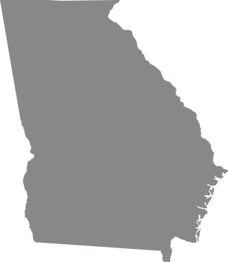 Gri CMYK rengi, şeffaf arkaplan üzerine Birleşmiş Amerika Birleşik Devletleri, GEORGIA federal devletinin ayrıntılı düz haritası