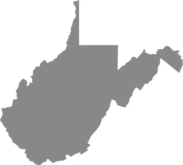 Gray Cmykカラー透明背景にアメリカ西バージニア州の連邦州の詳細なフラットマップ — ストックベクタ