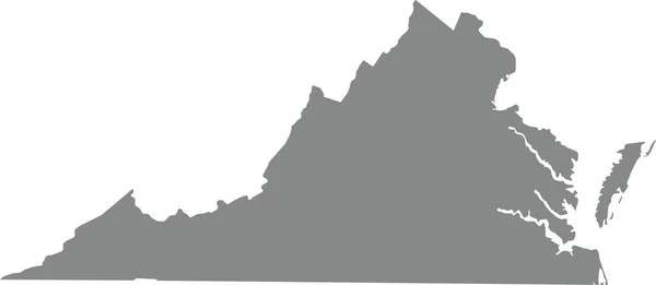 グレー Cmyk色透明背景に米国バージニア州の詳細なフラットマップ — ストックベクタ